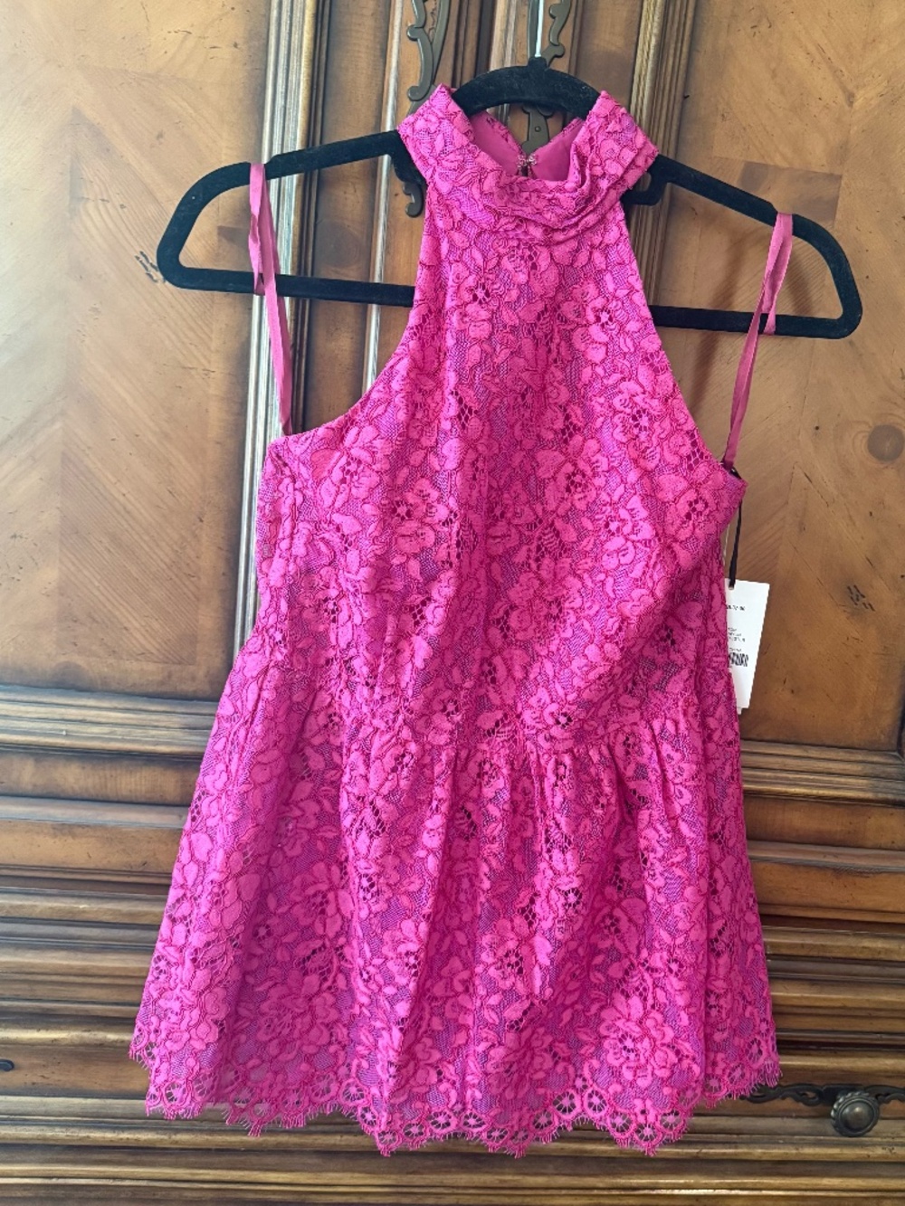 W by Worth Hot Pink Floral Lace Overlay Sleeveless Blouse Top Size 0